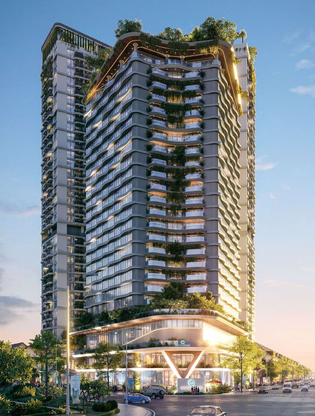 Toà nhà chính EcoPalace – phối cảnh ban ngày
